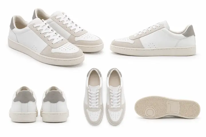 Illustrativ dargestellte Schuhe, für einen Onlineshop vor weißem Hintergrund fotografiert.